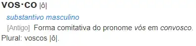 descrição do significado de "vosco"