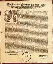 Image 20King Władysław IV's universal of March 22, 1639 forbidding his subjects to hunt on the territory of Ducal Prussia. The universal was translated into Old Lithuanian at the Prussian chancellery. (from Grand Duchy of Lithuania)