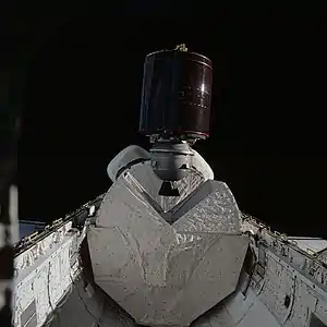 SBS-3 satellite with PAM-D stage being launched from Space Shuttle Columbia