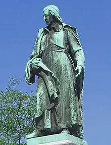 Image 9The sculpture of the poet Valentin Vodnik (1758–1819) was created by Alojz Gangl in 1889 as part of Vodnik Monument, the first Slovene national monument. (from Culture of Slovenia)