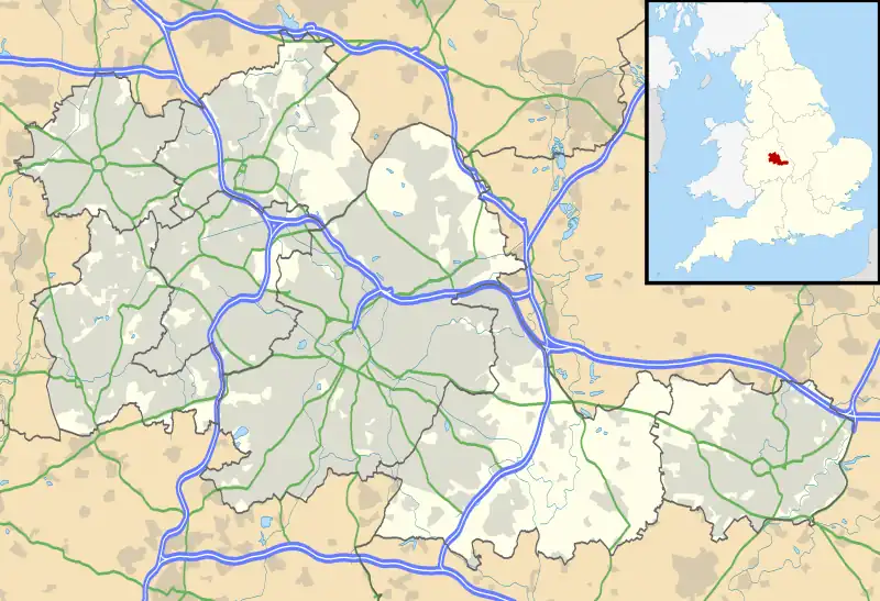 Sutton Coldfield transmitting station is located in West Midlands county