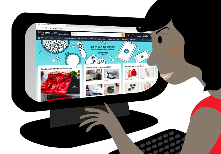 viewing a person browsing Amazon viewing a person browsing Amazon