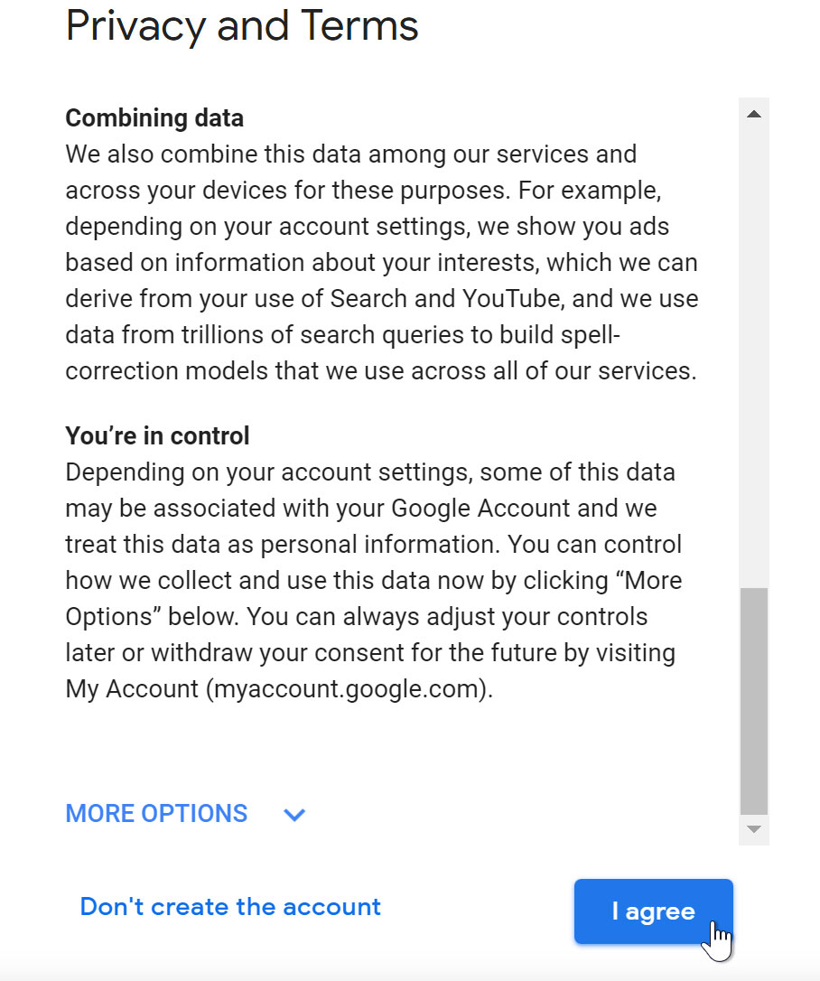 Clicking I agree on terms of service. Clicking I agree on terms of service.