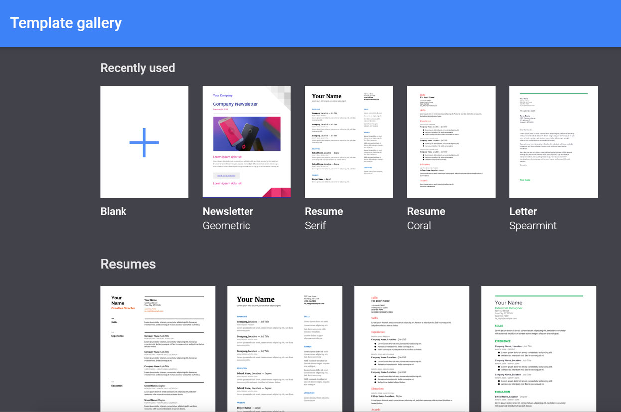 Google template gallery Google template gallery