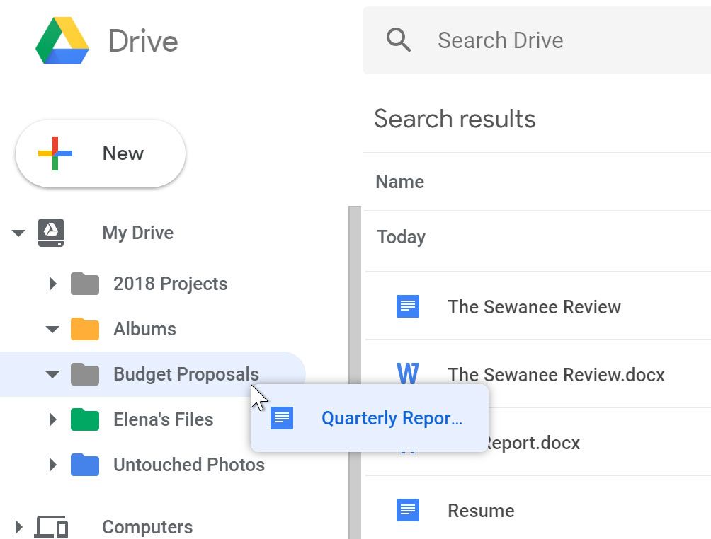 Clicking and dragging file to folder. Clicking and dragging file to folder.
