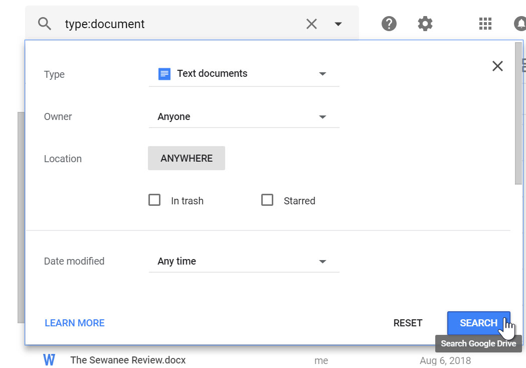Search type documents. Search type documents.