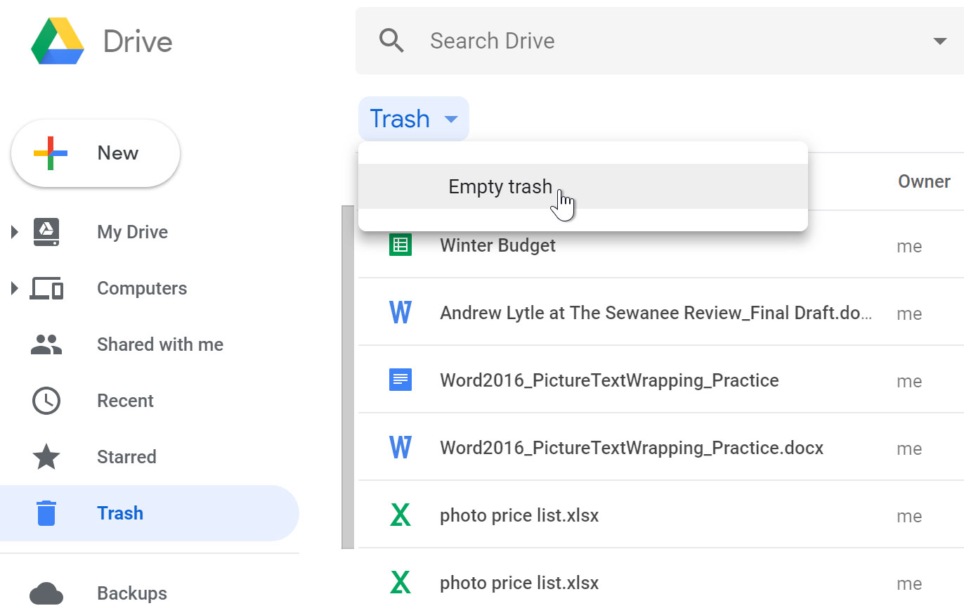 clicking Empty Trash button clicking Empty Trash button