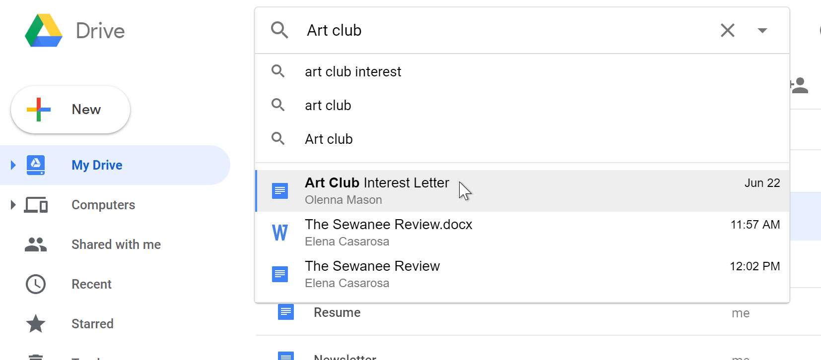 searching for art club files searching for art club files
