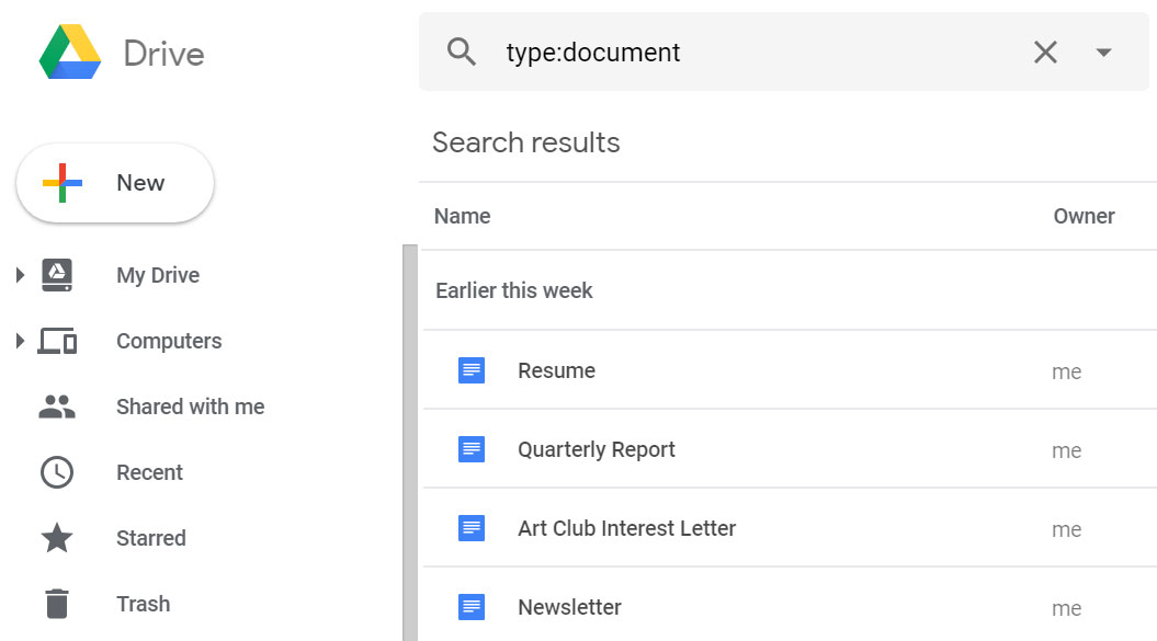 Document search results. Document search results.