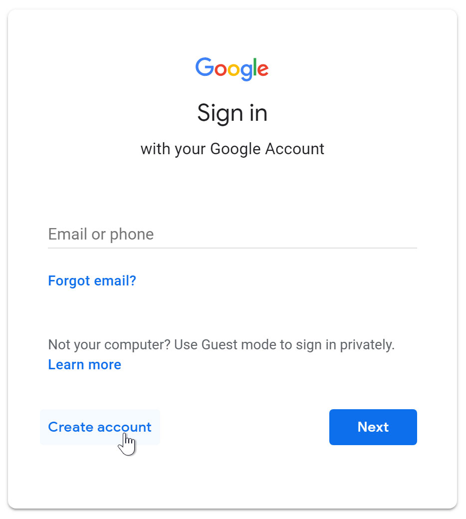 Clicking create an account link Clicking create an account link