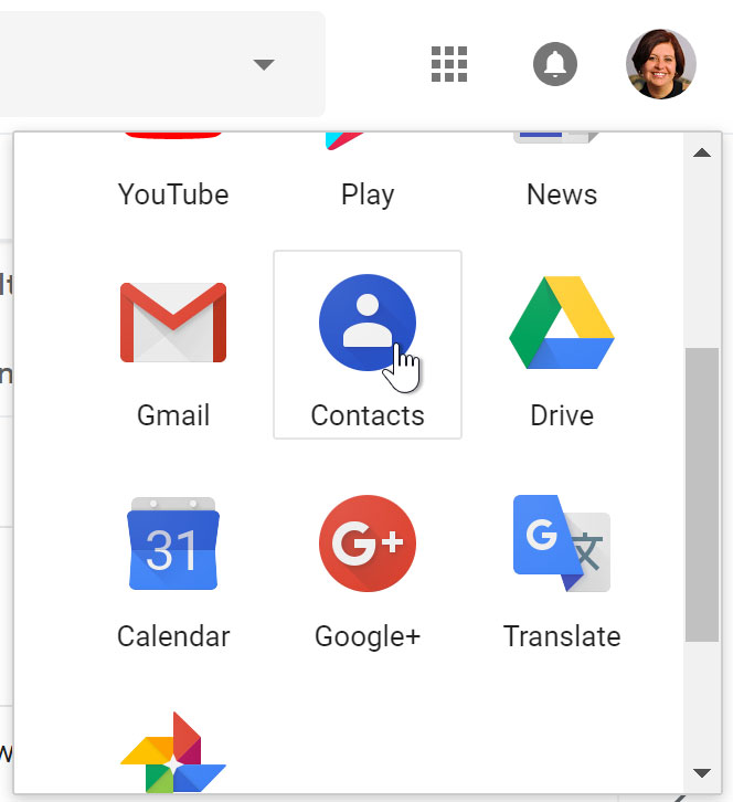 Clicking the contacts button Clicking the contacts button