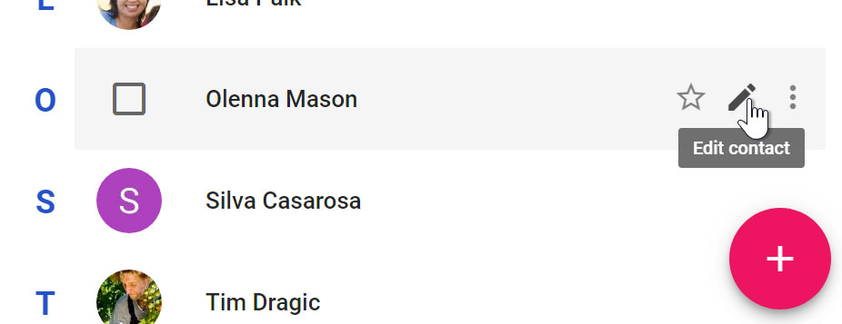 Editing a contact Editing a contact