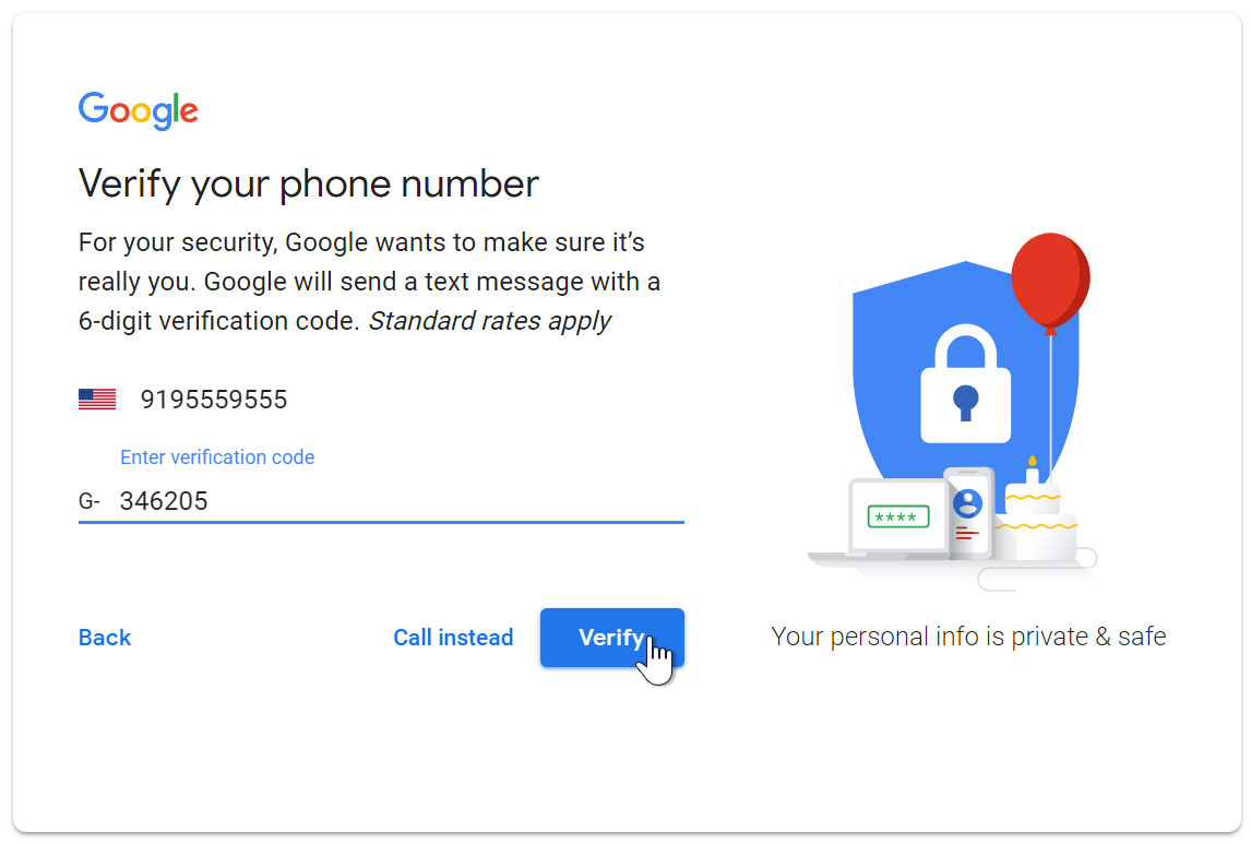 typing a verification code then clicking the Verify button typing a verification code then clicking the Verify button