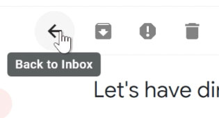 Returning to the inbox from an open email Returning to the inbox from an open email