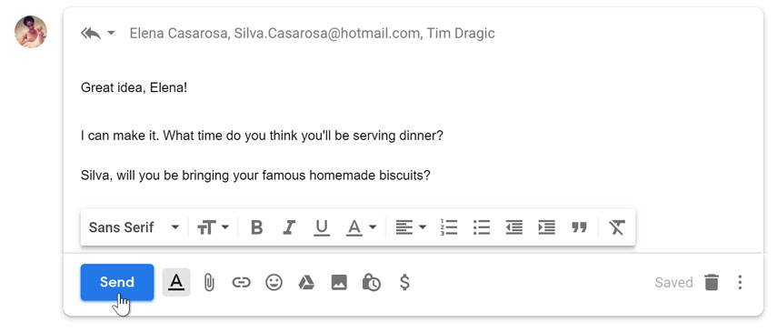 Sending a reply Sending a reply