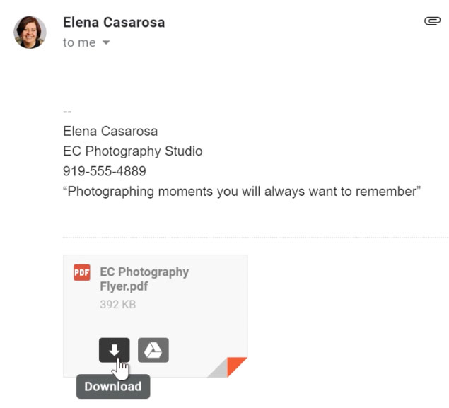 Downloading an attachment Downloading an attachment