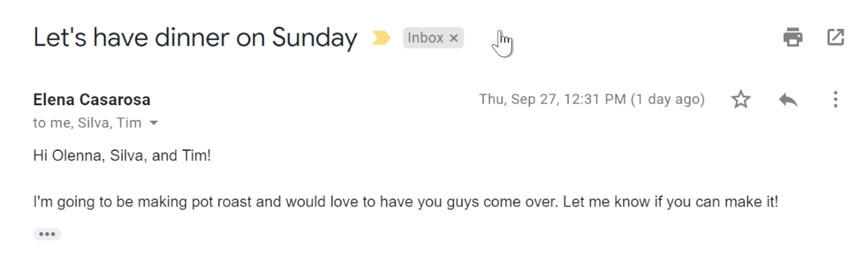 Reading an email Reading an email