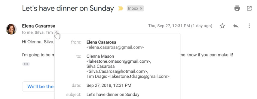 Viewing message details Viewing message details