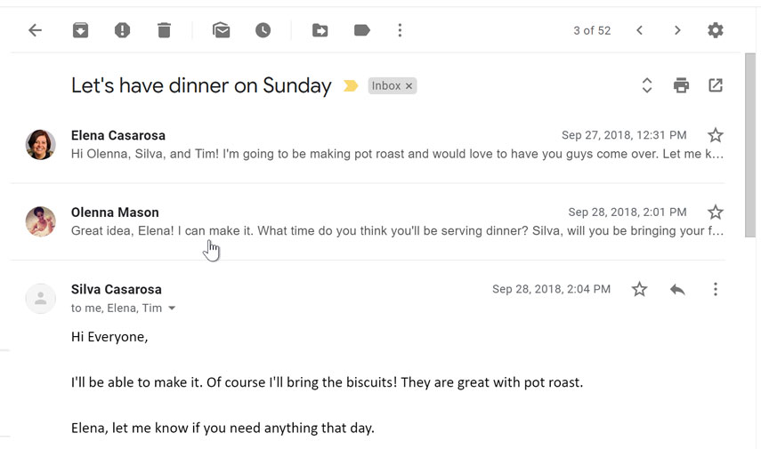 Expanding a message Expanding a message