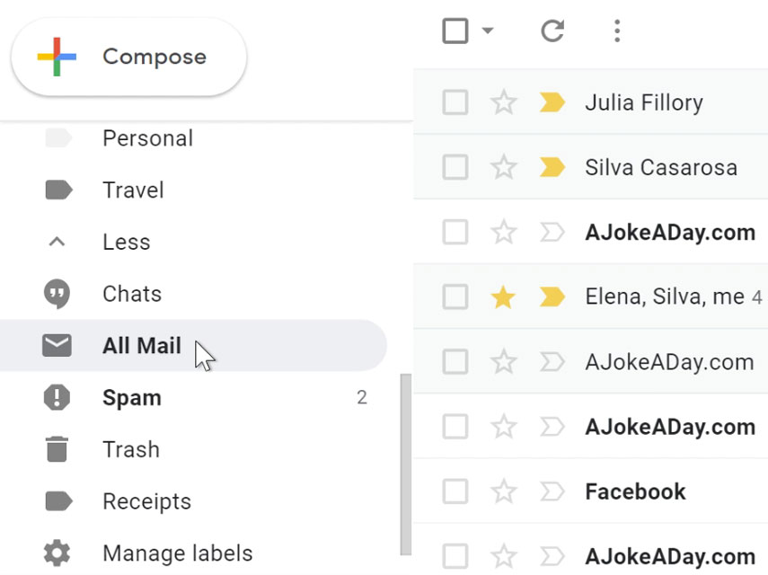 Viewing all mail, including archived messages Viewing all mail, including archived messages