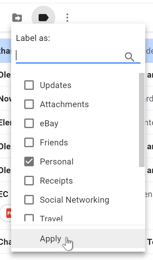 Applying a label Applying a label