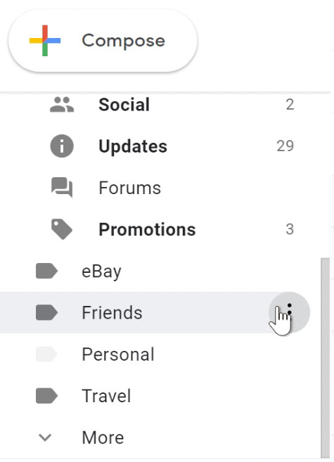 Clicking the "More" button next to the label Clicking the "More" button next to the label