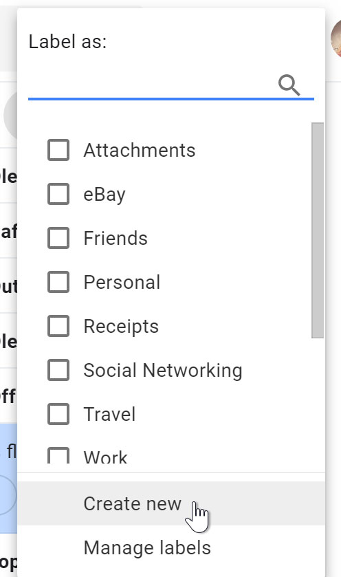 Creating a new label Creating a new label