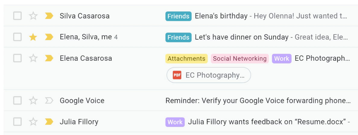 Several different labels Several different labels