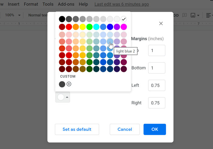 selecting page color selecting page color