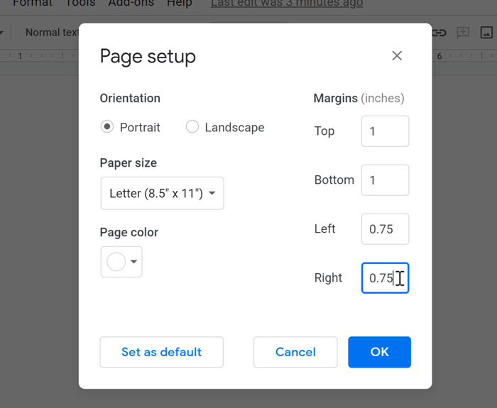 setting page margins setting page margins