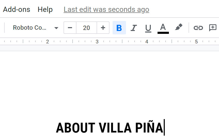 selecting bold from toolbar