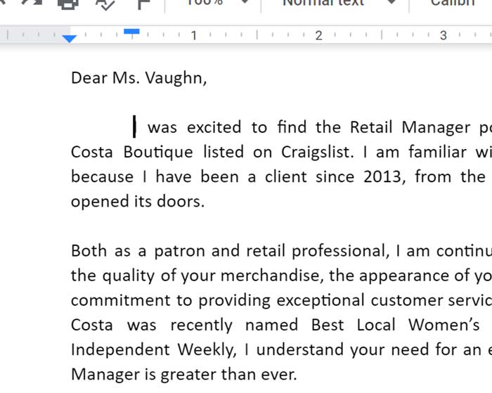 Pressing the tab key