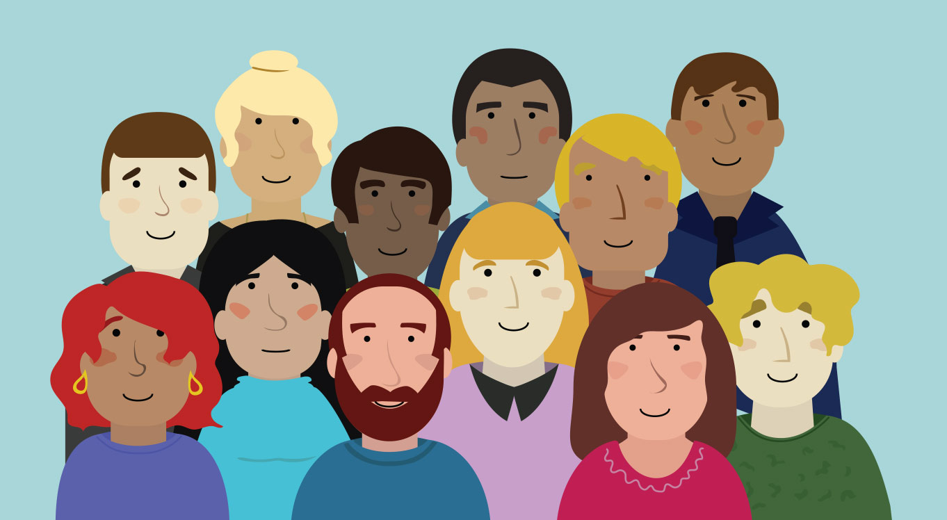 A crowd of people from a diverse set of backgrounds. A crowd of people from a diverse set of backgrounds.