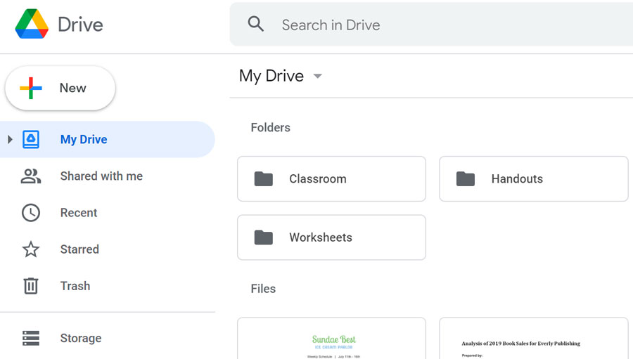 showing Google Drive showing Google Drive
