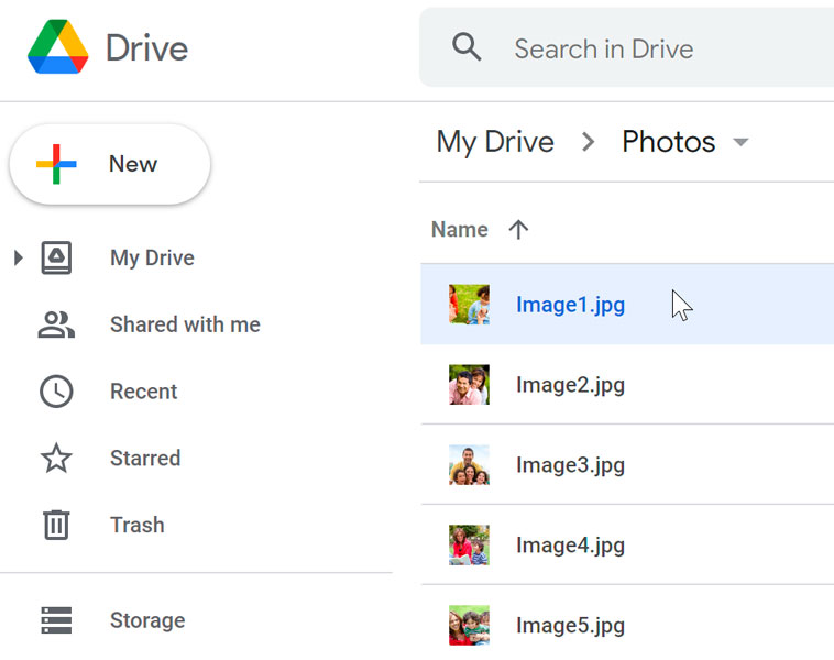 viewing photos in Google Drive viewing photos in Google Drive