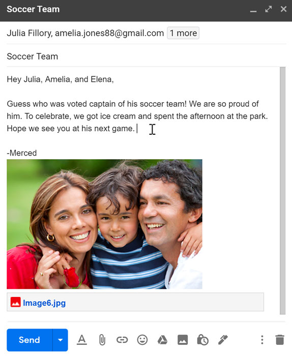 creating an email message with a photo attachment creating an email message with a photo attachment