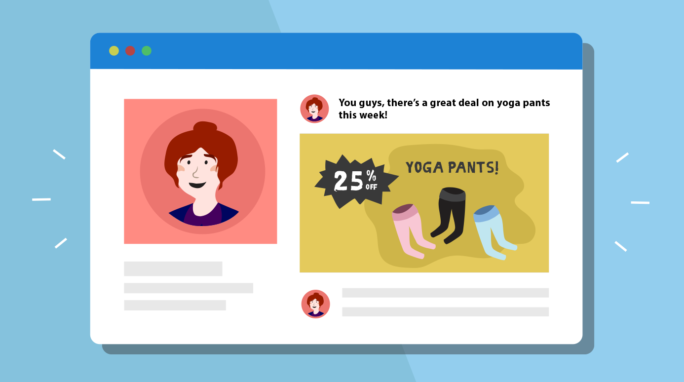 illustration of someone posting to social media about a sale illustration of someone posting to social media about a sale