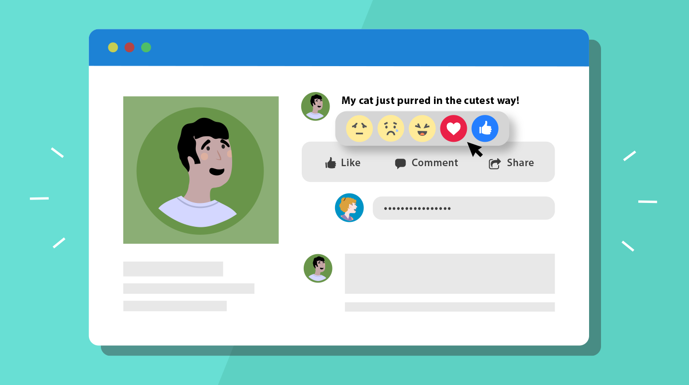 illustration of someone liking a post on social media illustration of someone liking a post on social media