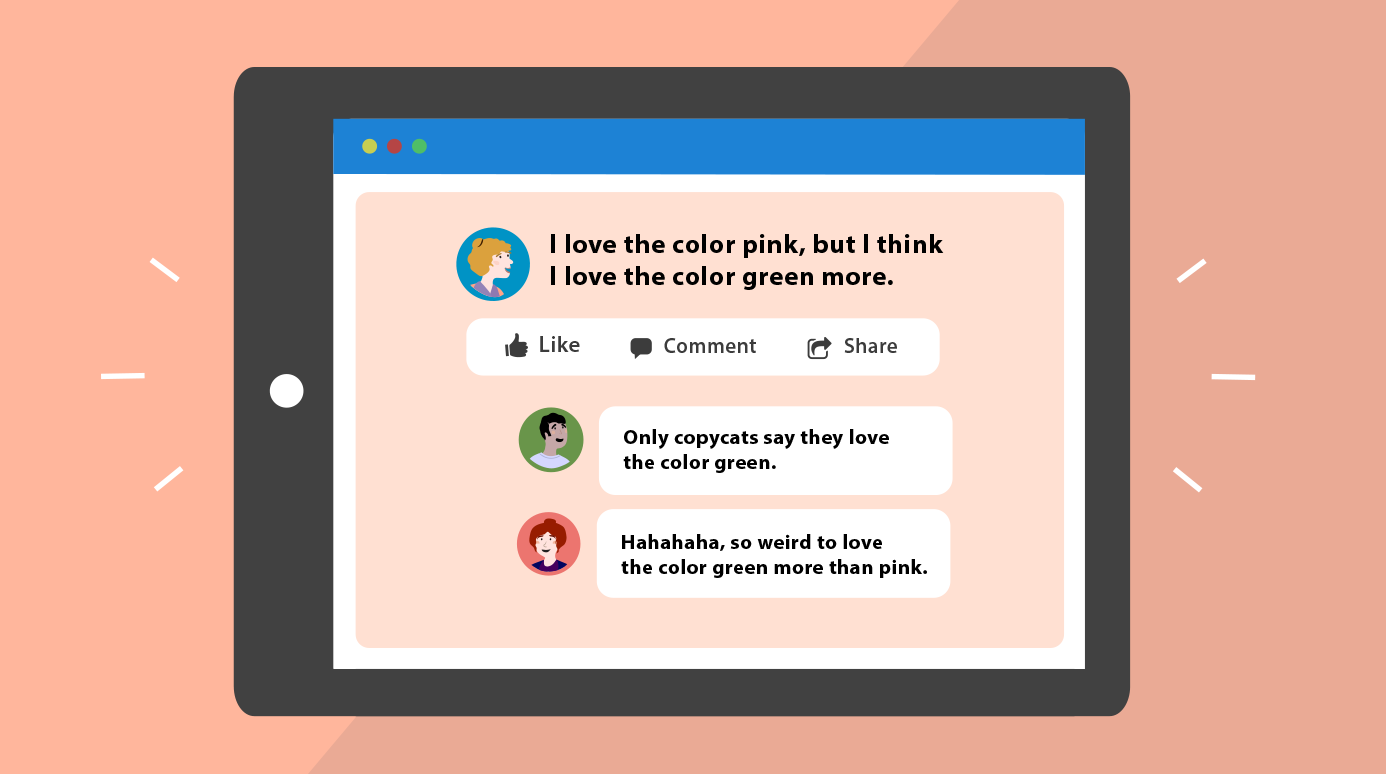 illustration of a comment thread on a social media site illustration of a comment thread on a social media site