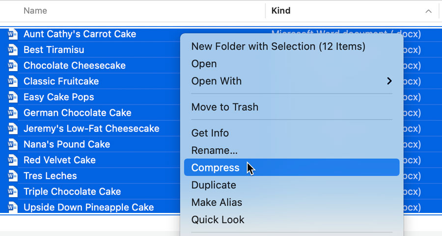 compressing items compressing items