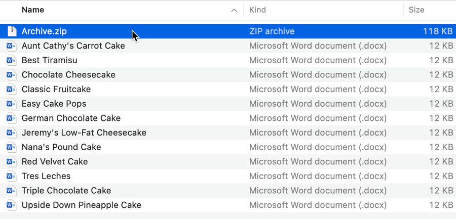viewing the new zip file viewing the new zip file