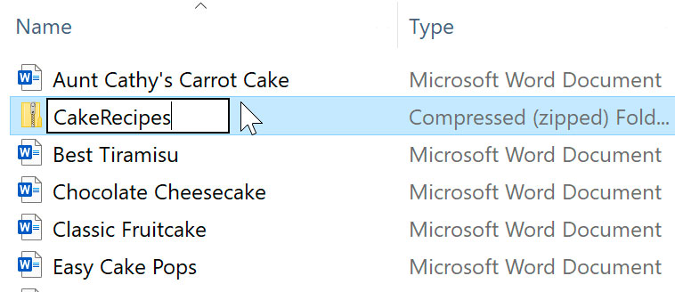 changing the name of a zip file changing the name of a zip file