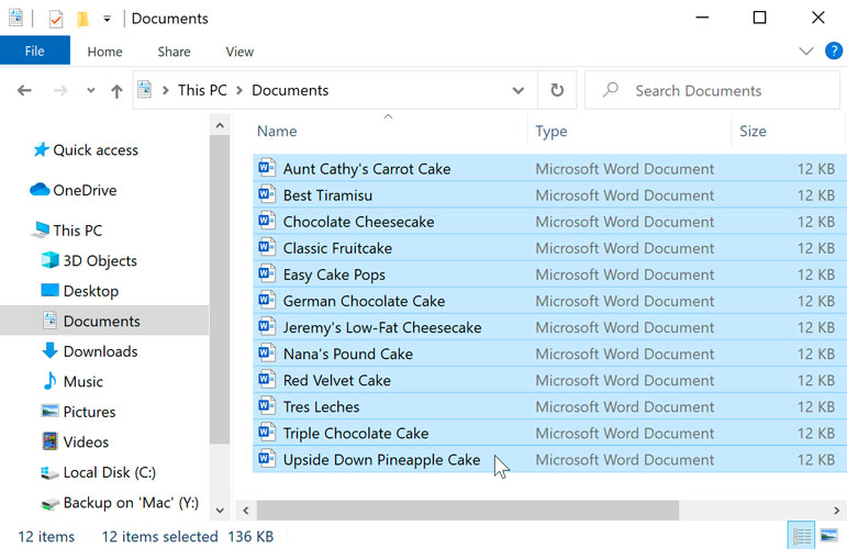 selecting files selecting files