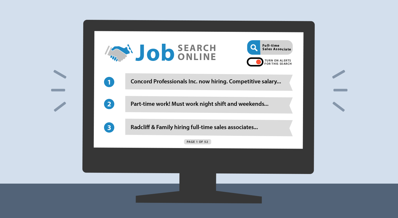 A job search webpage on a computer A job search webpage on a computer