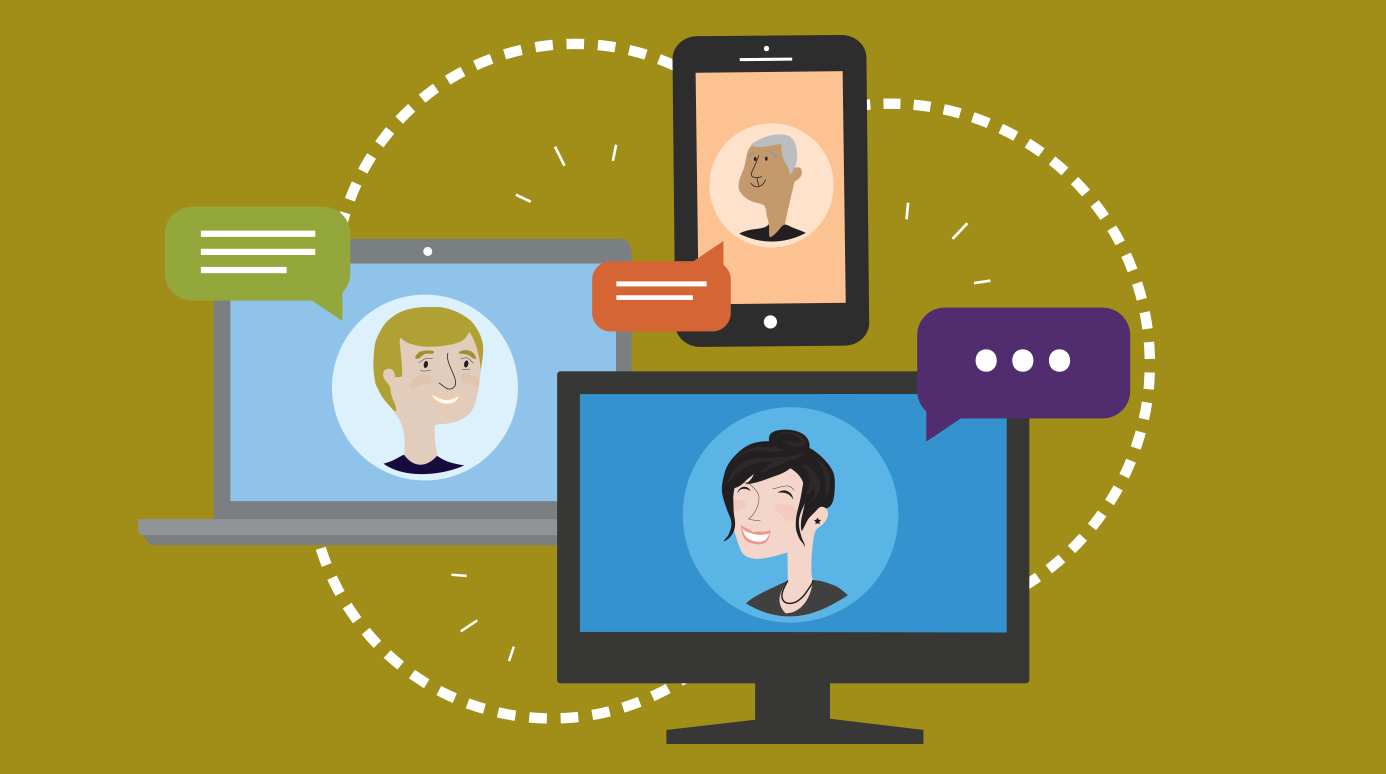 Several people networking through the Internet Several people networking through the Internet