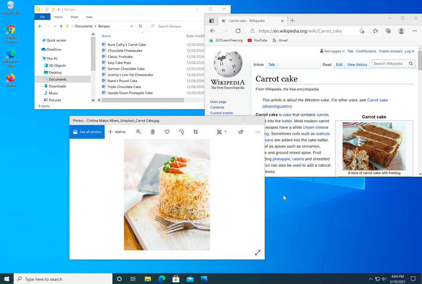 Windows 10 desktop interface Windows 10 desktop interface