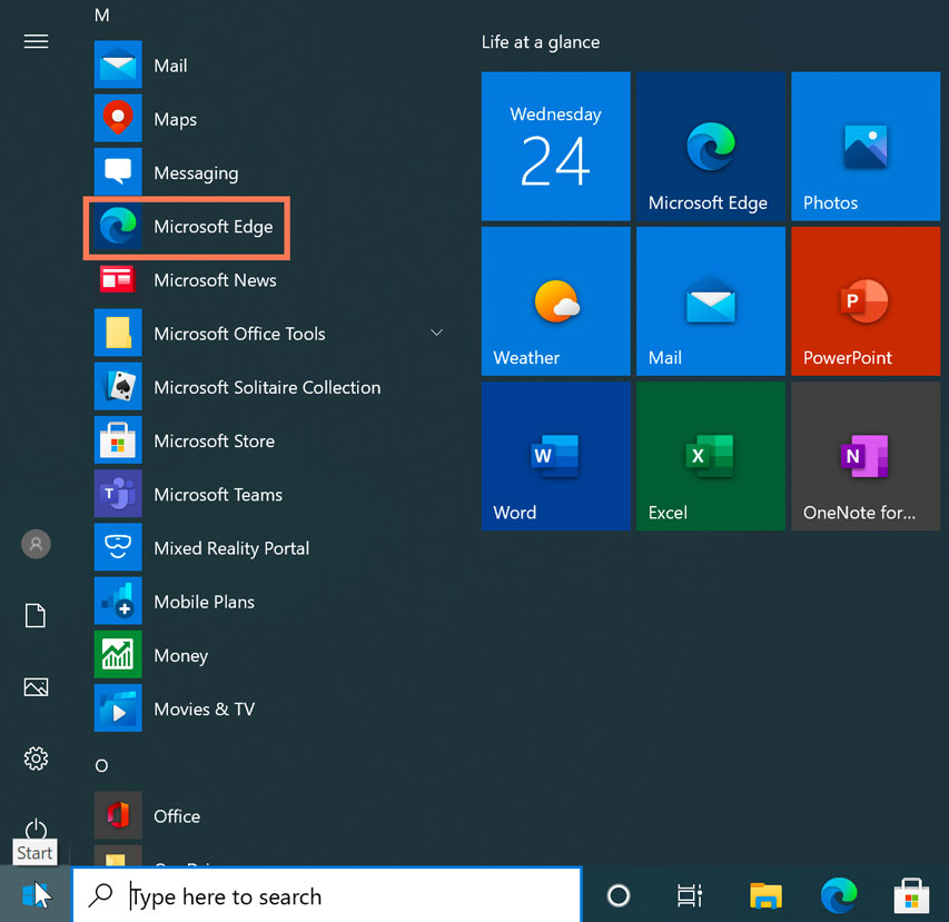 start button in Windows 10 start button in Windows 10