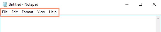 Menu bar in Notepad Menu bar in Notepad
