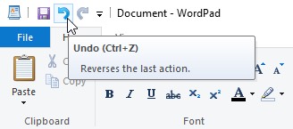 Undo button in WordPad Undo button in WordPad
