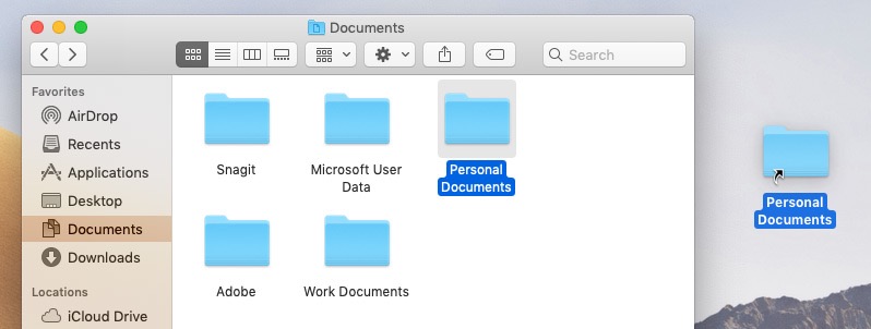 screenshot of creating a folder shortcut screenshot of creating a folder shortcut